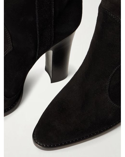Paris Texas Black Solid Color Suede Knee Boots