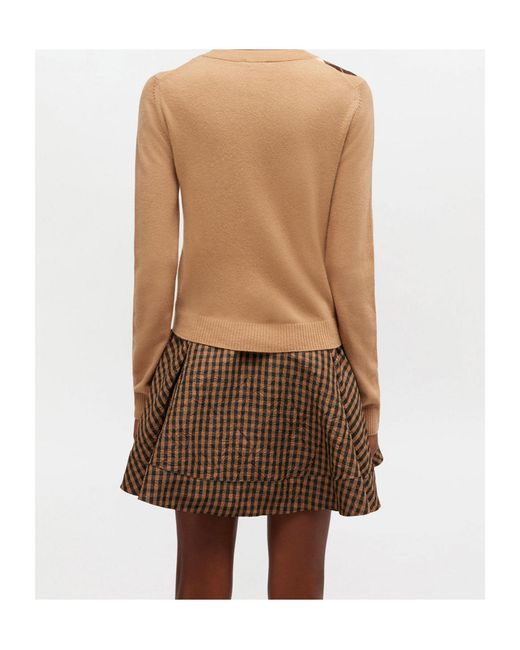 Ganni Natural Argyle Printed Cardigan