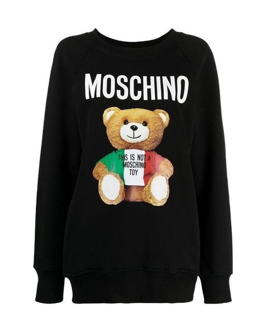 Moschino Black Italian Teddy Bear Crew-Neck Sweatshirt