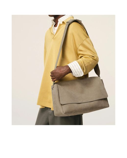 AMI Gray Ami Large Flap Carrousel Bag for men