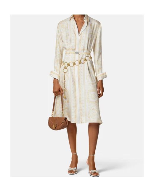 Versace Natural Belt Print Dress