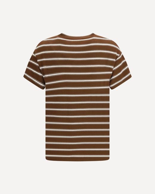 Brunello Cucinelli Brown Striped Crew Neck T-Shirt