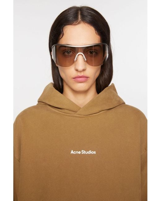 Acne Natural Logo Printed Drop Shoulder Hoodie