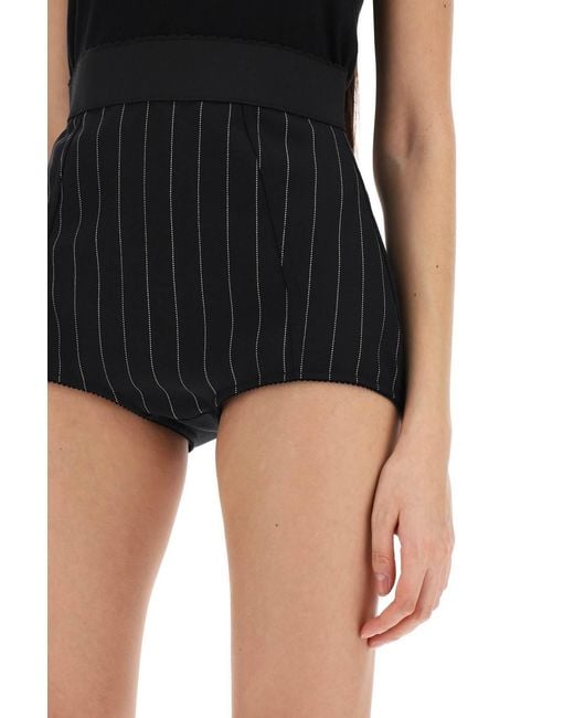 Dolce & Gabbana Black High-Waisted Pinstripe Shorts