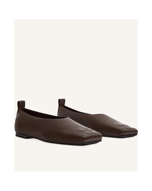 Courreges Brown Minimal Leather Loafers