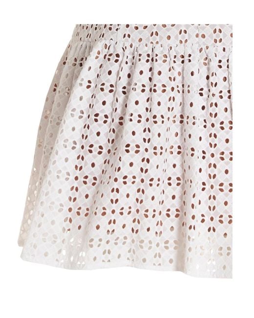 Michael Kors White Sangallo Eyelet Flared Mini Dress