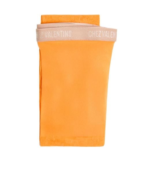 Valentino Orange Floral Print Stockings