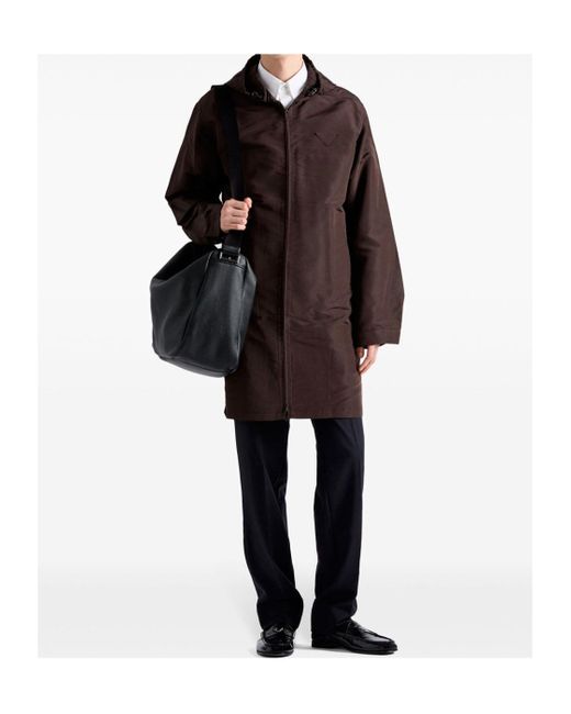 Prada Brown Silk Overcoat for men