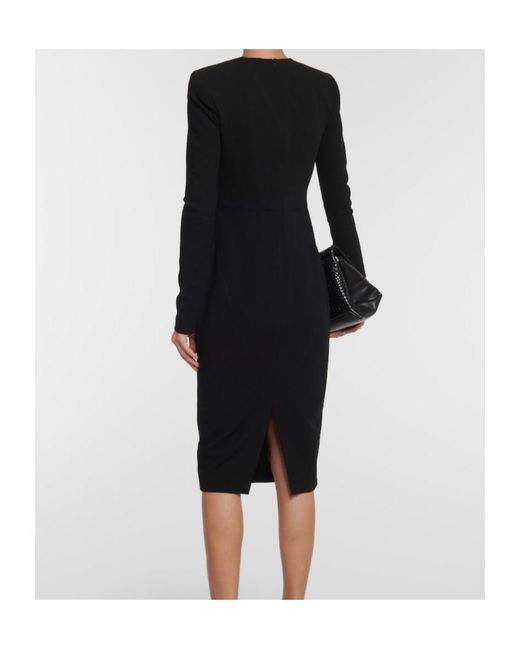 Victoria Beckham Black Long-Sleeved Midi Dress