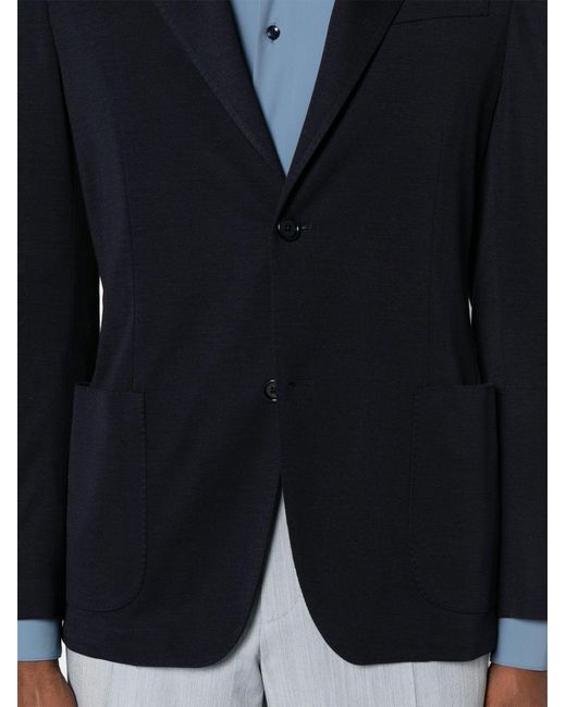 Lardini Blue Single-Breasted Wool-Blend Blazer for men