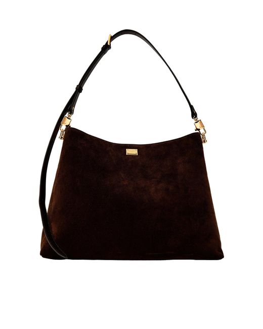 Dolce & Gabbana Black Dark Suede Shoulder Bag