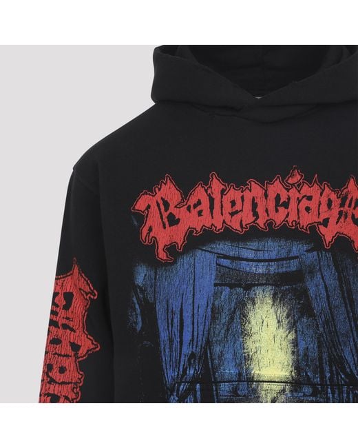 Balenciaga Black Graphic Printed Medium-Fit Hoodie