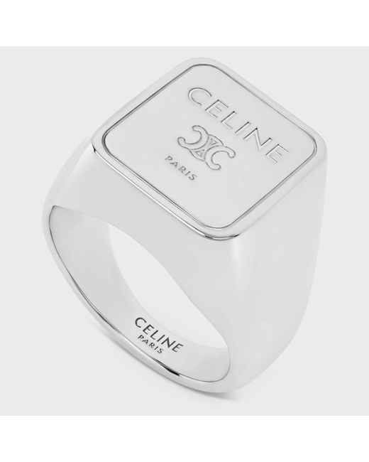 Céline White Triomphe Square Signet Ring for men