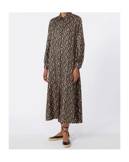 Max Mara Brown Printed Midi Dress