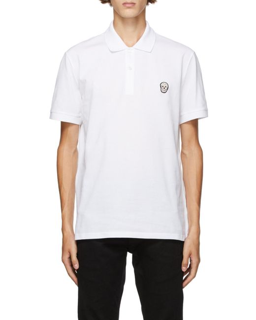 McQueen White Skull Patch Polo Shirt for men