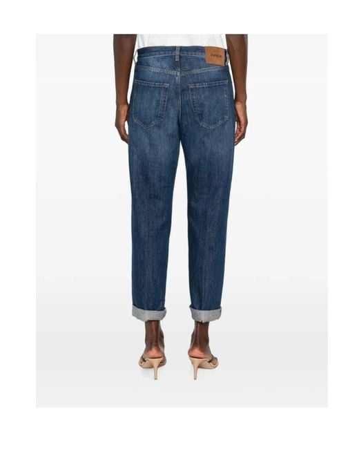 Dondup Blue Faded-Effect Turn-Up Jeans
