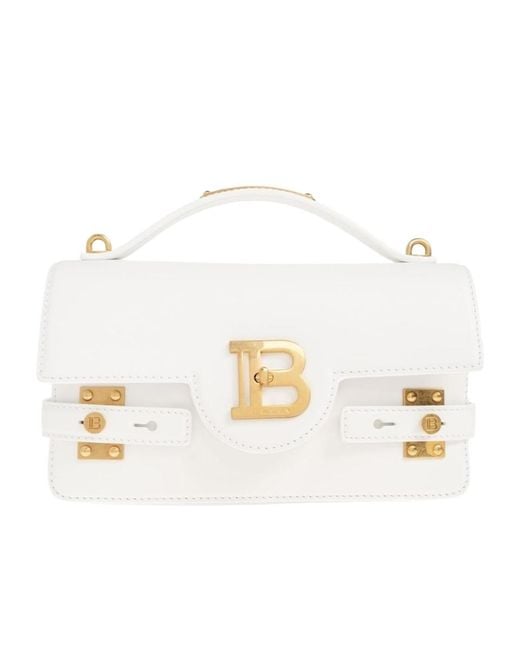 Balmain White B Buzz 24 Handbag