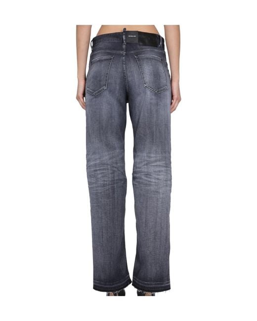 DSquared² Blue Logo Patch Straight-Leg Jeans