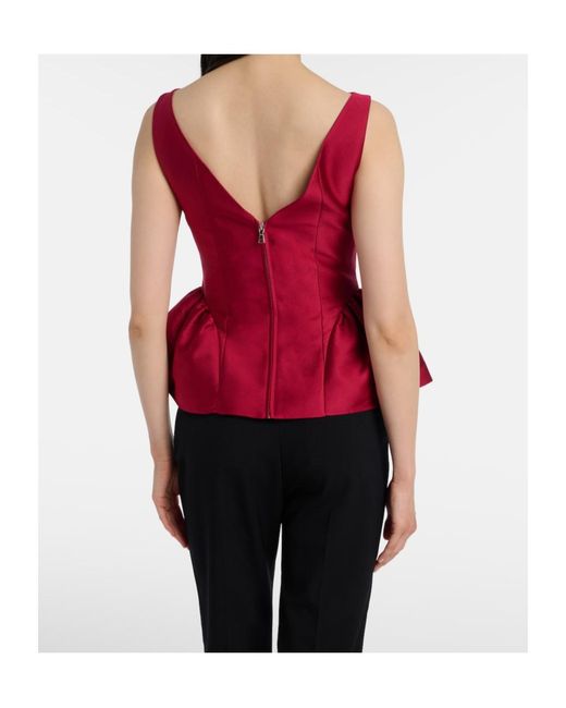 Roland Mouret Red Peplum Taffeta Top