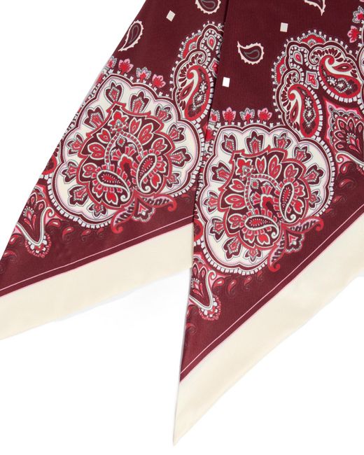 Pinko Red Floral Paisley Print Triangular Scarf