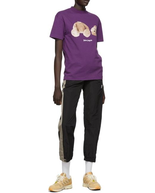 Palm Angels Purple Bear Print T-Shirt for men