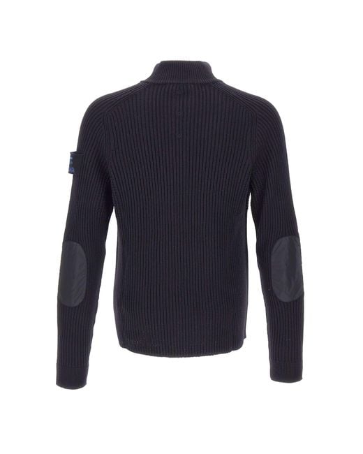 Premiata Blue Ribbed Zip-Up Cardigan for men