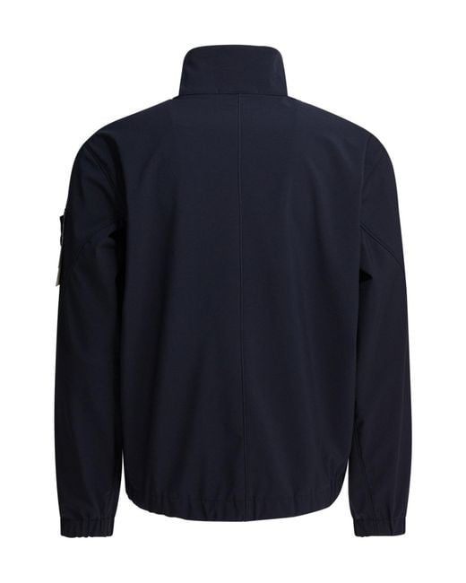 Stone Island Blue High Neck Zip-Up Jacket for men