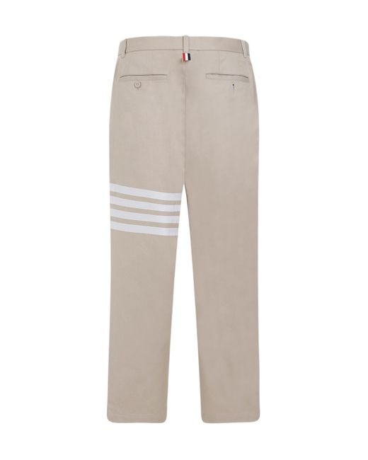 Thom Browne Natural 4-Bar Striped Straight-Leg Trousers for men