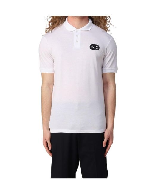 Emporio Armani White Logo Short-Sleeved Polo Shirt for men