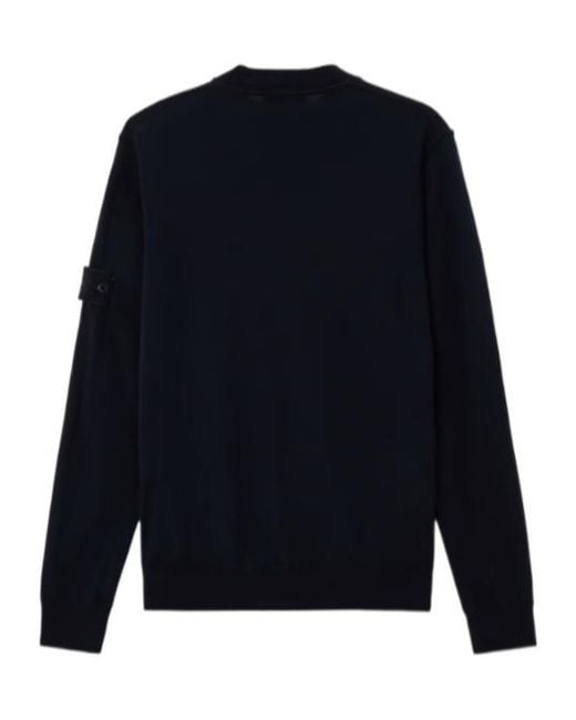Stone Island Blue Compass Patch Crewneck Jumper for men