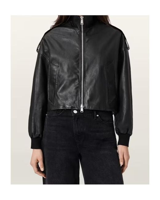 AllSaints Black Lowden Leather Jacket