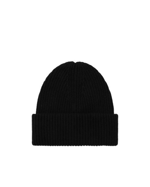 Almada Label Black Ribbed Beanie Hat