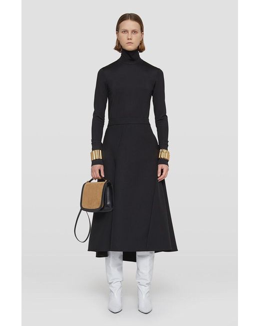 Jil Sander Black High-Neck Satin Top