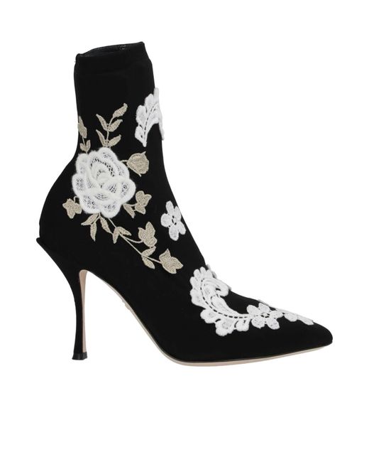 Dolce & Gabbana Black Print Ankle Boots