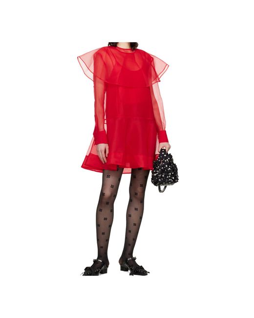 Ganni Red Round Neck Dress