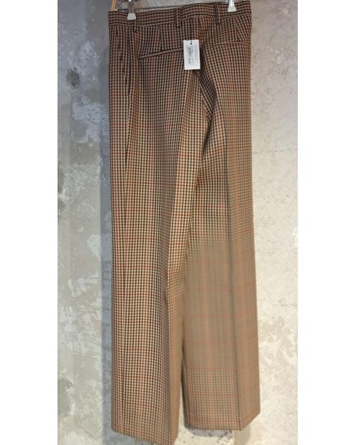 Dries Van Noten Brown Checked Pleated Trousers