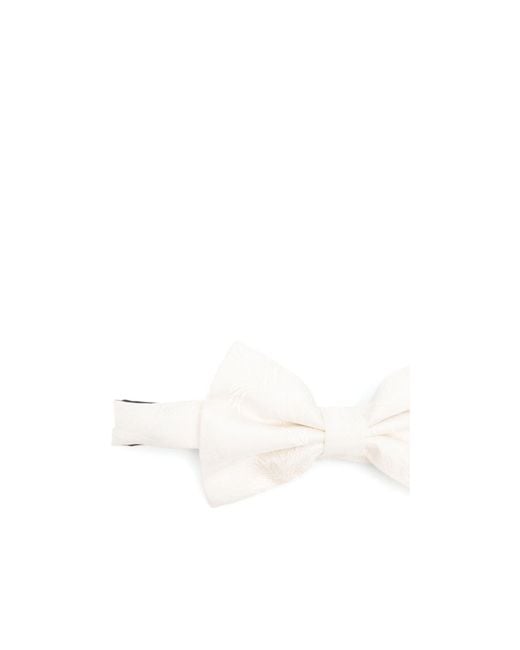 Dries Van Noten White Printed Silk Bow Tie for men