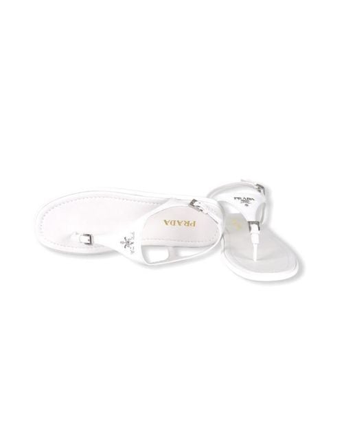 Prada White Logo Sandals