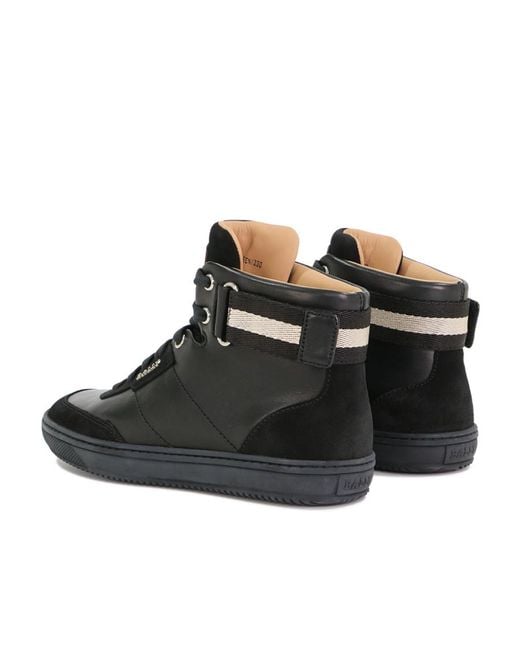 Bally Black Logo High-Top Casual Sneakers for men