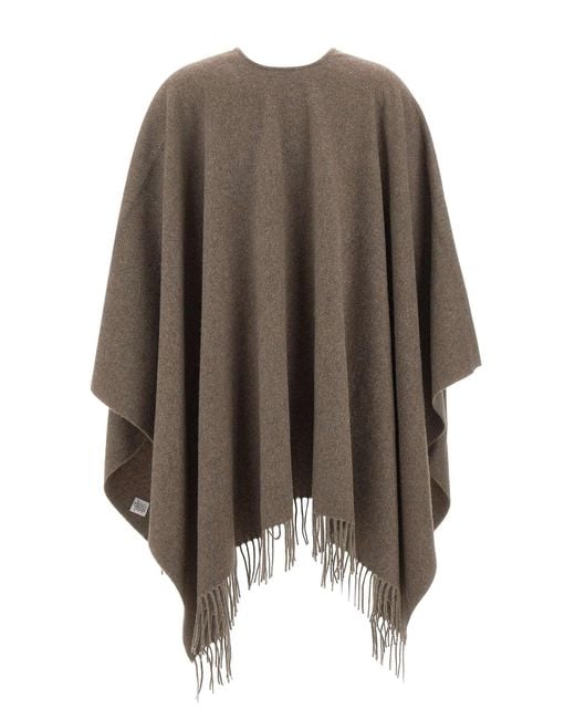 Gran Sasso Brown Fringed-Hem Cape