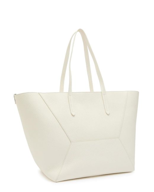 Brunello Cucinelli White Bead Medium Grained Leather Tote Bag