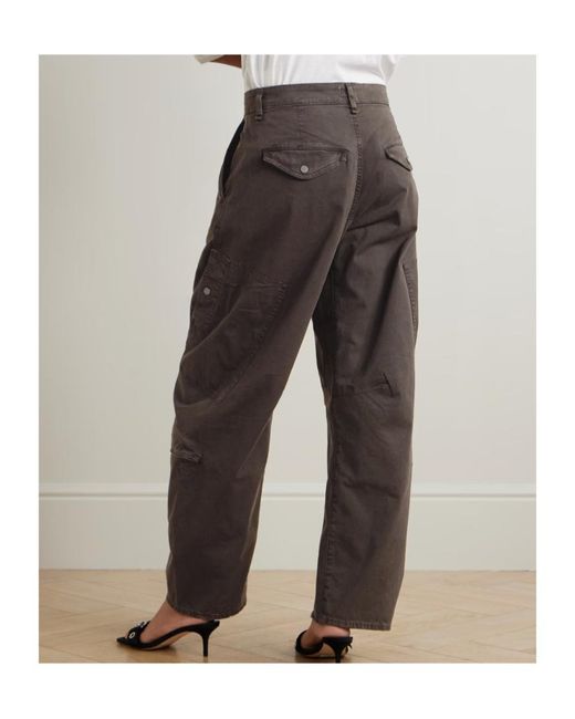 Citizens of Humanity Brown Flight Pleated Organic Cotton-Blend Twill Tapered Pants