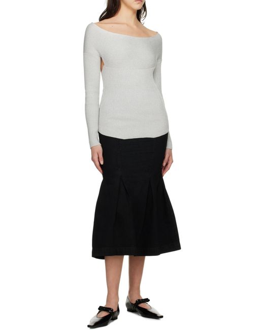 Khaite Gray Salma Open-Back Ribbed Top