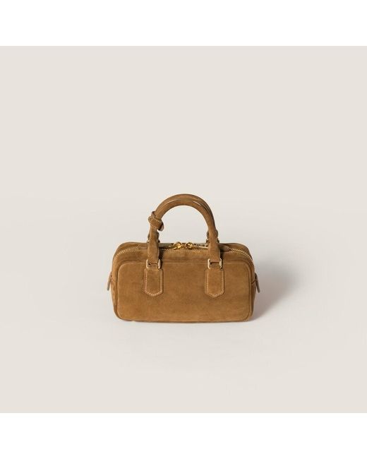 Miu Miu Brown Arcadie Padded Suede Top-Handle Bag
