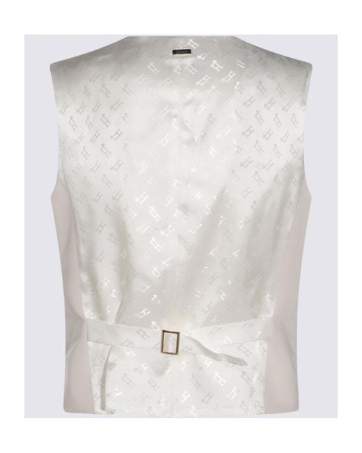 Herno White Logo-Jacquard V-Neck Waistcoat