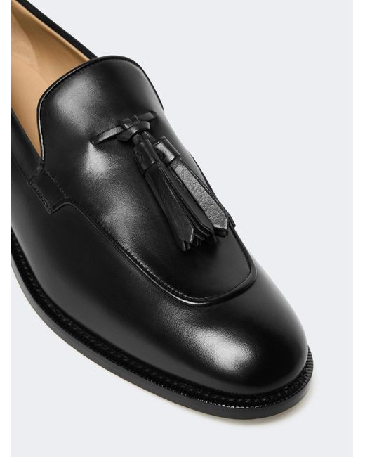 Max Mara Black Tassel Leather Loafers