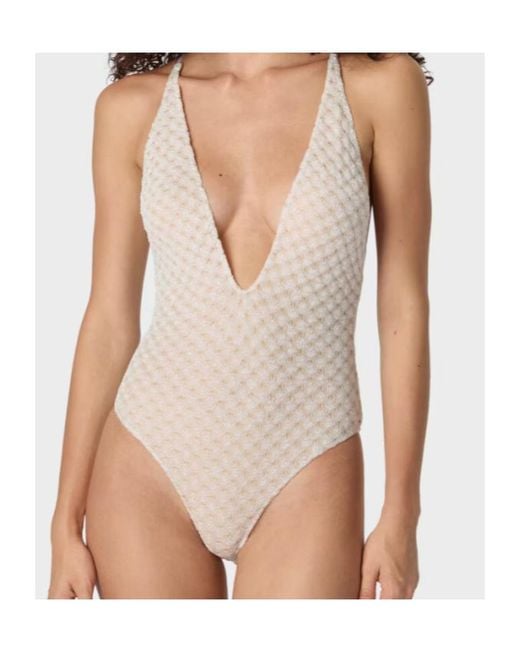 Missoni White One-Piece V-Neck Swimsuit