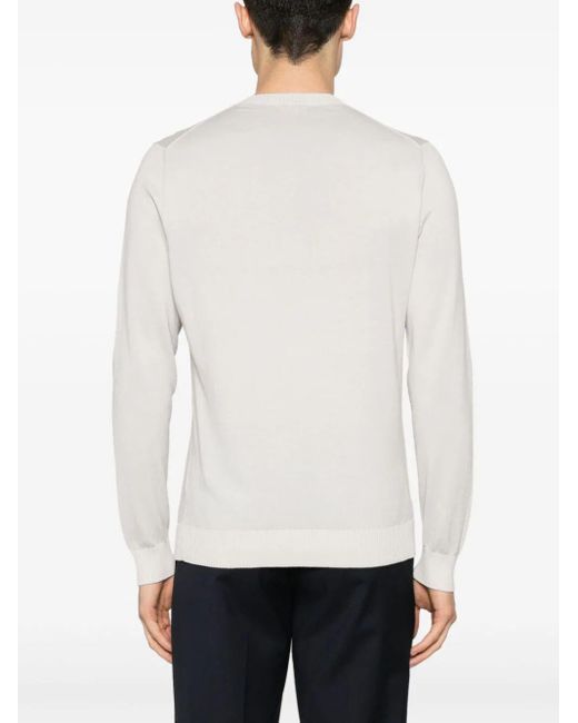 Malo White V-Neck Cotton Jumper for men