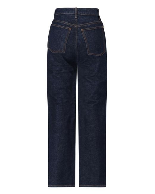 Khaite Blue Button Embellished Straight-Leg Jeans