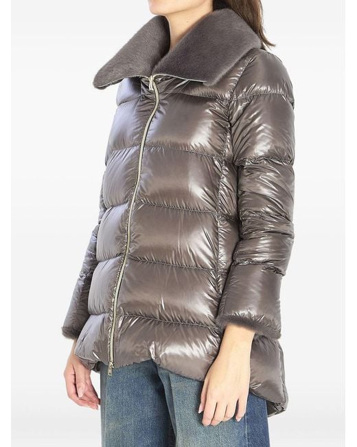 Herno Brown Zippered Quilted Down Jacket